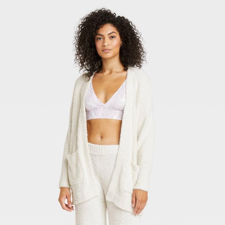 Women's Feather Yarn Lounge Cardigan - Stars Above Cream