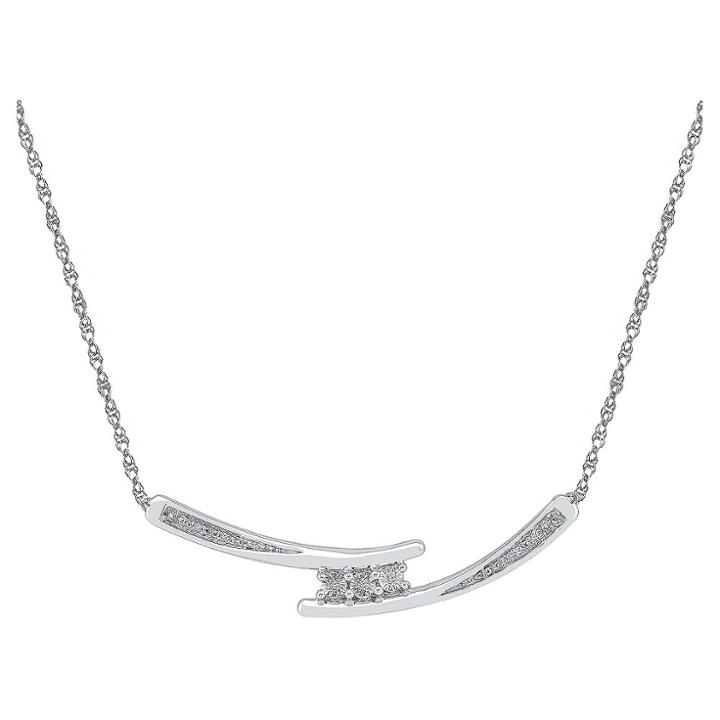 Target Diamond Accent White Diamond Miracle/prong Set Three-stone Necklace In Sterling Silver (ij-i2-i3), Girl's