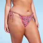 Women's Side-tie Cheeky Bikini Bottom - Wild Fable Pink Floral Print