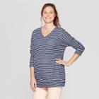 Maternity Striped 3/4 Sleeve Sweatshirt - Isabel Maternity By Ingrid & Isabel Navy Xs, Women's, Blue