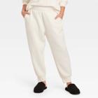 Women's Plus Size Mid-rise Ankle Fleece Jogger Pants - A New Day Cream