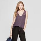 Women's Contrast Embroided Tank Top - Knox Rose Purple