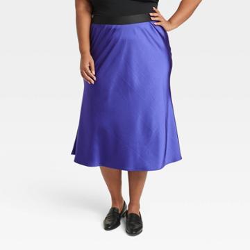 Women's Satin Skirt - Ava & Viv Blue