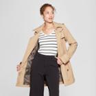 Women's Double Breasted Trench Coat - A New Day Khaki (green)