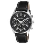 Peugeot Watches Men's Peugeot Stainless Steel Multi-function Leather Strap Watch -