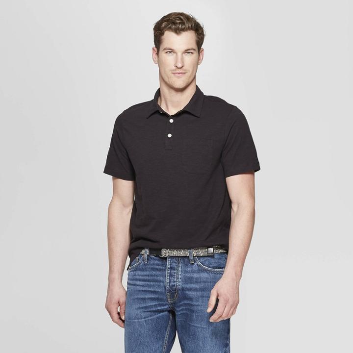 Men's Regular Fit Short Sleeve Jersey Polo Shirt - Goodfellow & Co Black