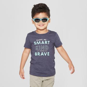 Toddler Boys' Always Me: Smart, Kind And Brave Short Sleeve T-shirt - Cat & Jack Navy