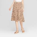 Women's Leopard Print A Line Pleated Midi Skirt - A New Day Tan
