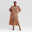 Women's Plus Size Paisley Print Puff Long Sleeve Dress - Who What Wear Black