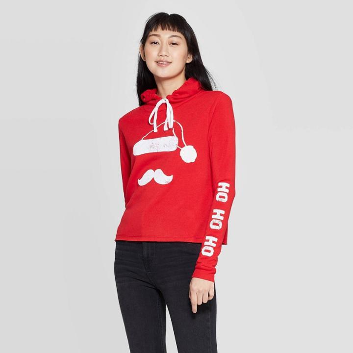 Women's Santa Hooded Sweatshirt - Modern Lux (juniors') - Red