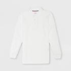 French Toast Boys' Long Sleeve Pique Uniform Polo Shirt - White L, Boy's,