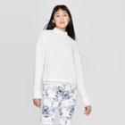 Women's Long Sleeve Lace Trim Mock Turtleneck Pullover - Xhilaration White