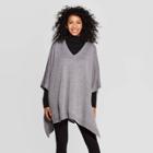 Women's Turtleneck Pullover Poncho Wrap Jacket - A New Day Medium Heather Gray