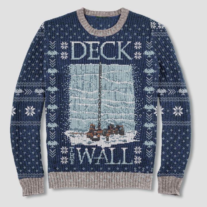 Men's Game Of Thrones Deck The Wall Pullover Sweater - Navy