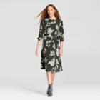 Women's Floral Tie Waist Dress - K By Kersh Olive