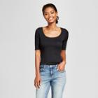 Target Women's Elbow Length Fitted T - Shirt - A New Day Black