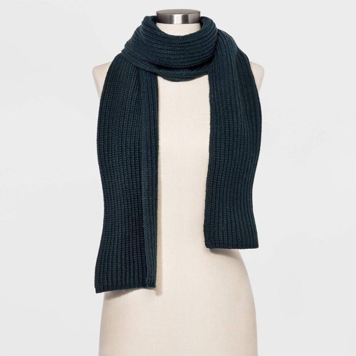 Women's Shaker Stitch Knit Scarf - A New Day Green