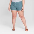 Women's Plus Size Raw Hem Jean Shorts - Universal Thread Green