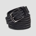 Men's Big & Tall 35mm Stretch Leather Braid Black - Goodfellow & Co Black
