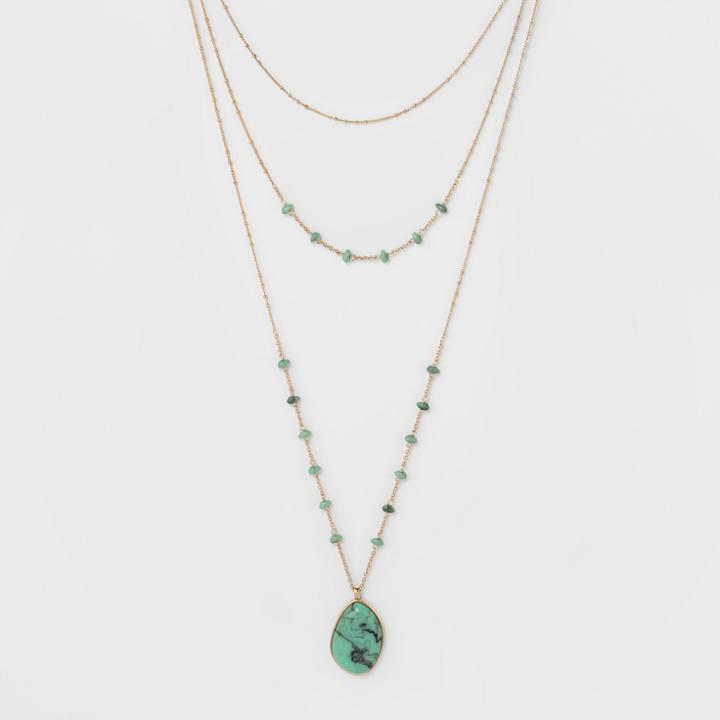 Sugarfix By Baublebar Mixed Media Layered Necklace With Gemstone Pendant - Turquoise, Girl's