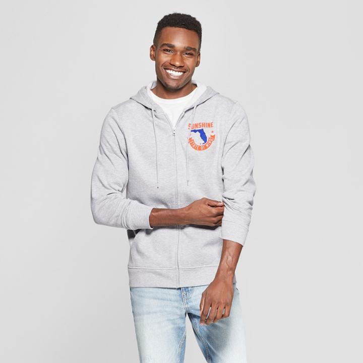 Men's State Of Mind Long Sleeve Full Zip Hooded Sweatshirt - Awake Gray