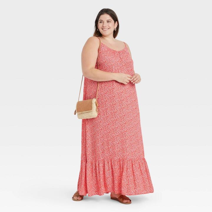 Women's Plus Size Sleeveless Dress - Universal Thread Coral Floral Print 1x, Pink Floral