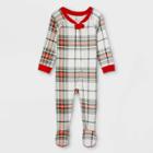 Baby Holiday Plaid Flannel Matching Family Footed Pajama - Wondershop White