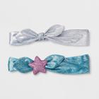 Toddler Girls' 2pk Shimmer Bow Headwrap - Cat & Jack Blue/silver