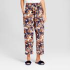 Women's Floral Print Relaxed Pants With Waist Tie - Mossimo Blue