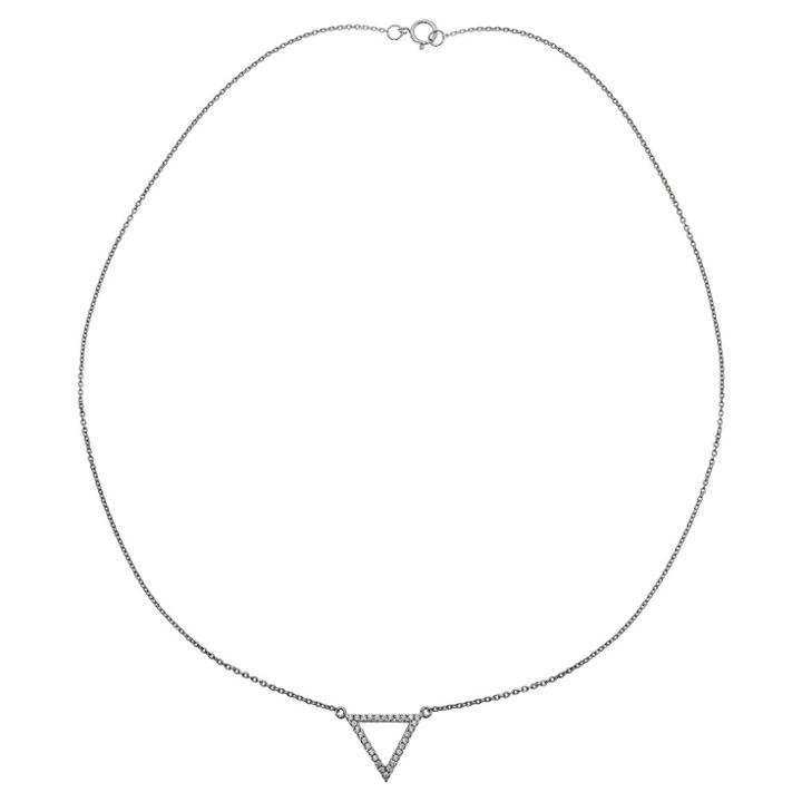 Distributed By Target Women's Triangle Necklace With Clear Pave Cubic Zirconia In Sterling Silver - Clear/gray