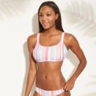 Women's Scoop Neck Bralette Bikini Top - Xhilaration Multi Stripe D/dd Cup,