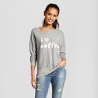 Women's I Heart Coffee Clavicle Cut-out Pullover Graphic Sweatshirt - Grayson Threads (juniors') Heather Gray