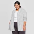 Women's Plus Size Long Sleeve Collared Open Layering Cardigan - Ava & Viv Gray X