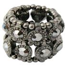 Zirconite Stretch Ring With Crystals - Black, Women's, Black/silver