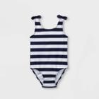 Toddler Girls' Striped One Piece Swimsuit - Cat & Jack Navy/white