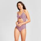 Clean Water Cleanwater Women's Striped Tie Front Cut Out One Piece - Multi Striped L,