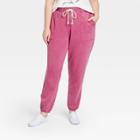 Women's Plus Size Mid-rise Fleece Drawstring Jogger Pants - Universal Thread Pink