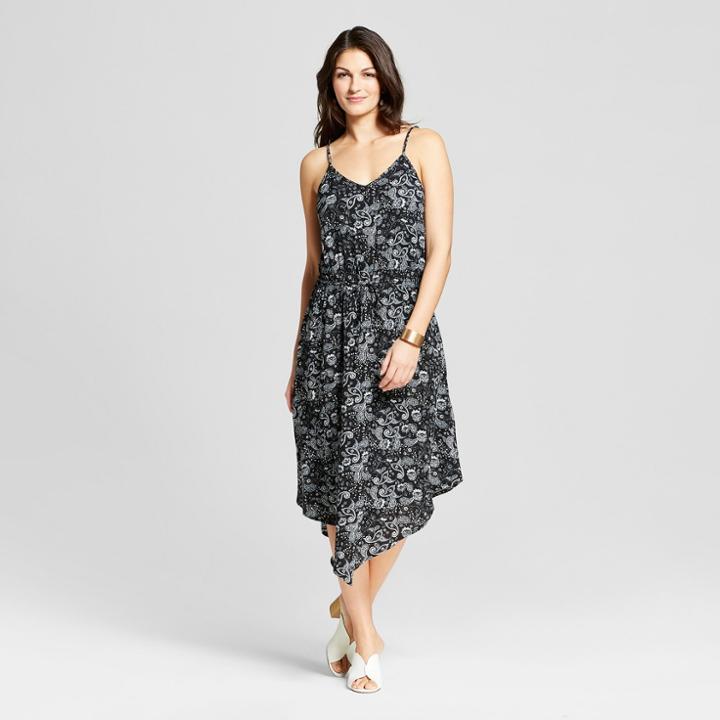 Women's Tie Waist Paisley Print Dress - Knox Rose Black