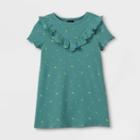 Toddler Girls' Ruffle Rib Short Sleeve Dress - Art Class Green