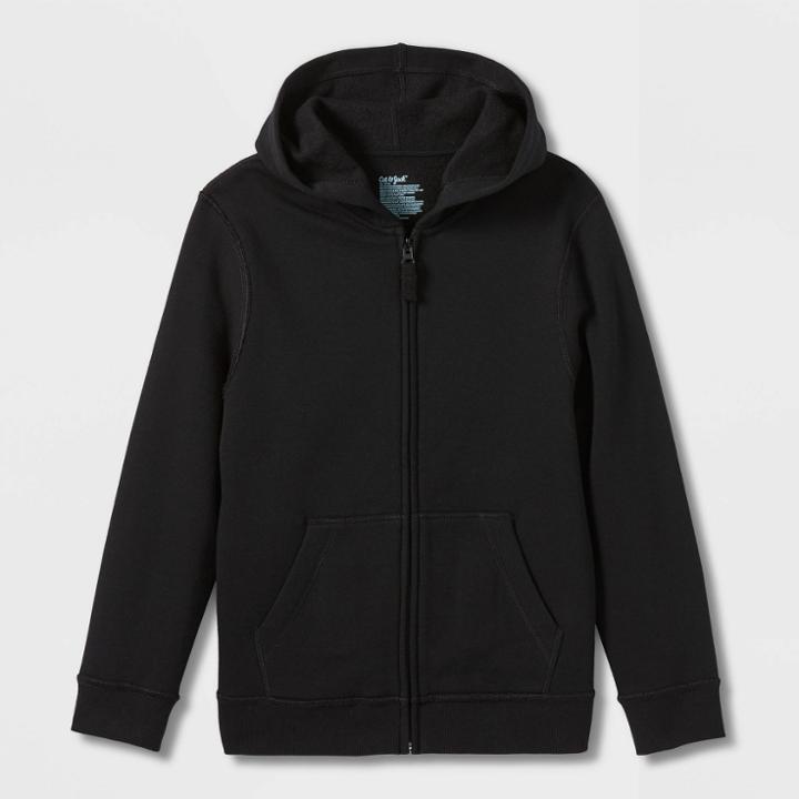 Kids' Adaptive Fleece Zip-up Hoodie - Cat & Jack Black