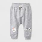Baby Boys' 3pk Joggers With Critter Face And Hello On Knee Patches - Cat & Jack Gray