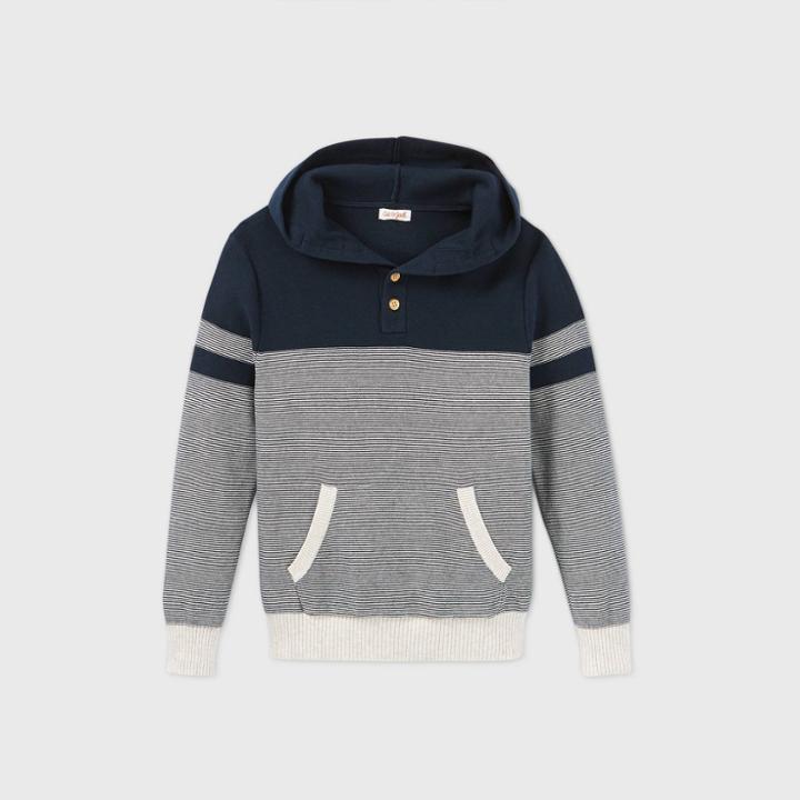 Boys' Holiday Striped Hooded Sweater - Cat & Jack Navy/gray