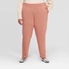 Women's Plus Size Mid-rise Straight Fit French Terry Pants - A New Day Blush X, Women's