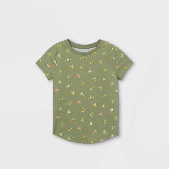 Girls' Print Short Sleeve T-shirt - Cat & Jack Army Green
