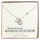 Cathy's Concepts Monogram Matron Of Honor Open Heart Charm Party Necklace - T, Women's,