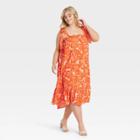 Women's Plus Size Sleeveless Dress - Who What Wear Orange Printed