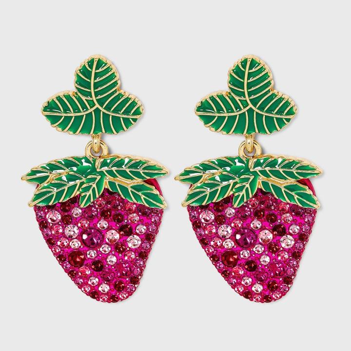 Sugarfix By Baublebar Sugrfix By Baublebar Crystal Strawberry Drop Earrings - Pink