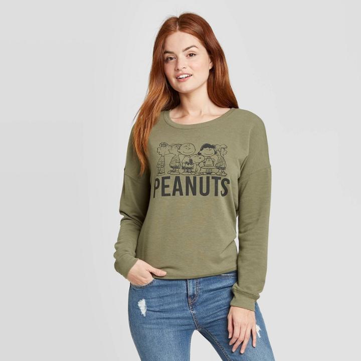 Women's Peanuts Graphic Sweatshirt - Green