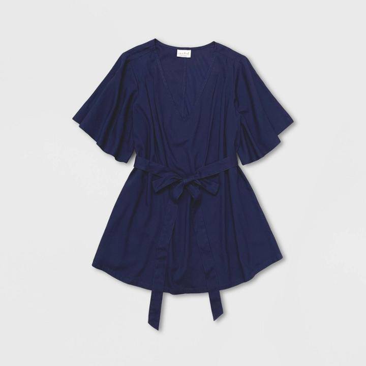 Maternity Short Sleeve Woven Blouse - Isabel Maternity By Ingrid & Isabel Xavier Navy Xs, Xavier Blue