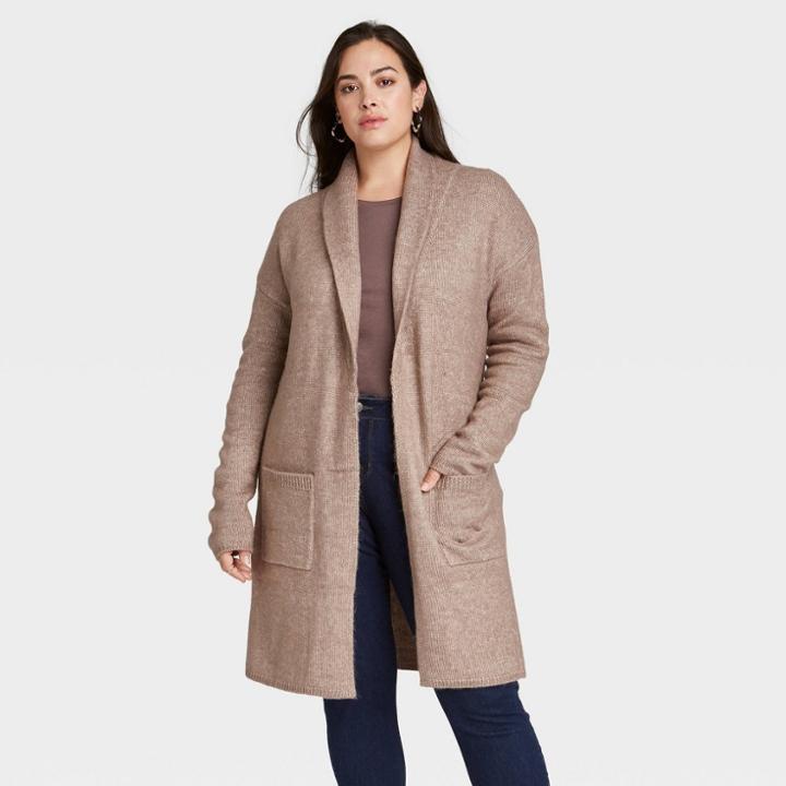 Women's Plus Size Open Neck Cozy Duster Cardigan - Ava & Viv